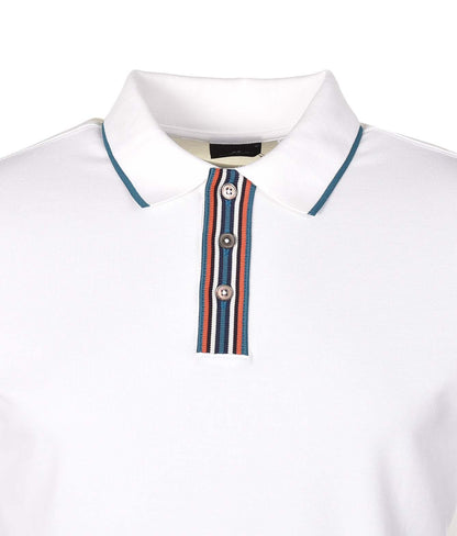 Regular Fit SS Stripe Placket Polo Shirt Off White