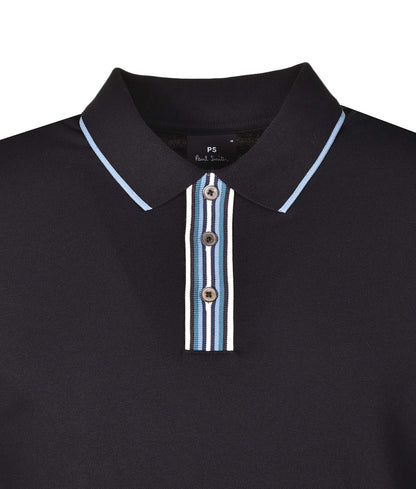 Regular Fit SS Stripe Placket Polo Shirt Black