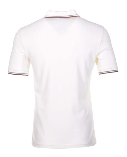 Short Sleeve Twin Tipped Polo Shirt Light Ecru Silver Cinnamon