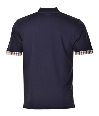 Active Club Check Sleeve Detail Polo Shirt Navy