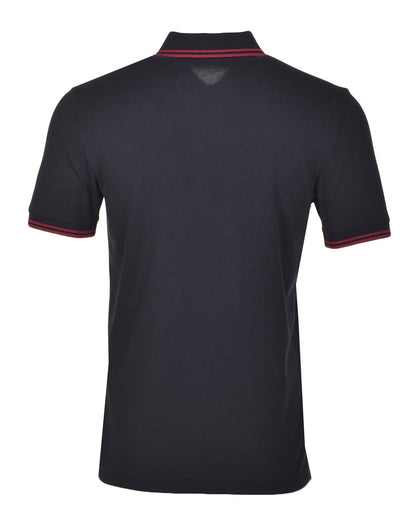 Short Sleeve Twin Tipped Polo Shirt Black Burnt Red