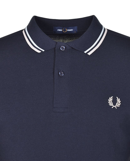 Short Sleeve Twin Tipped Polo Shirt Navy / Silver Blue / Warm Grey