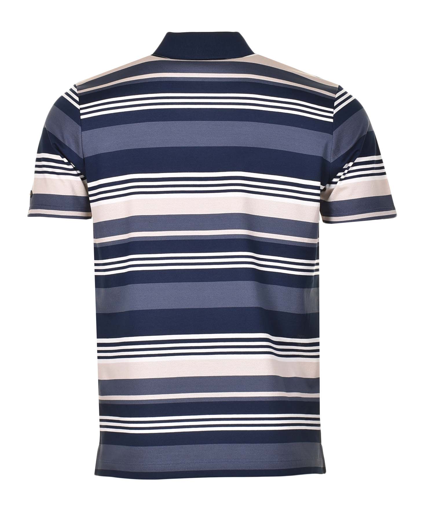 Short Sleeve Multi Stripe Polo Shirt Navy Stone