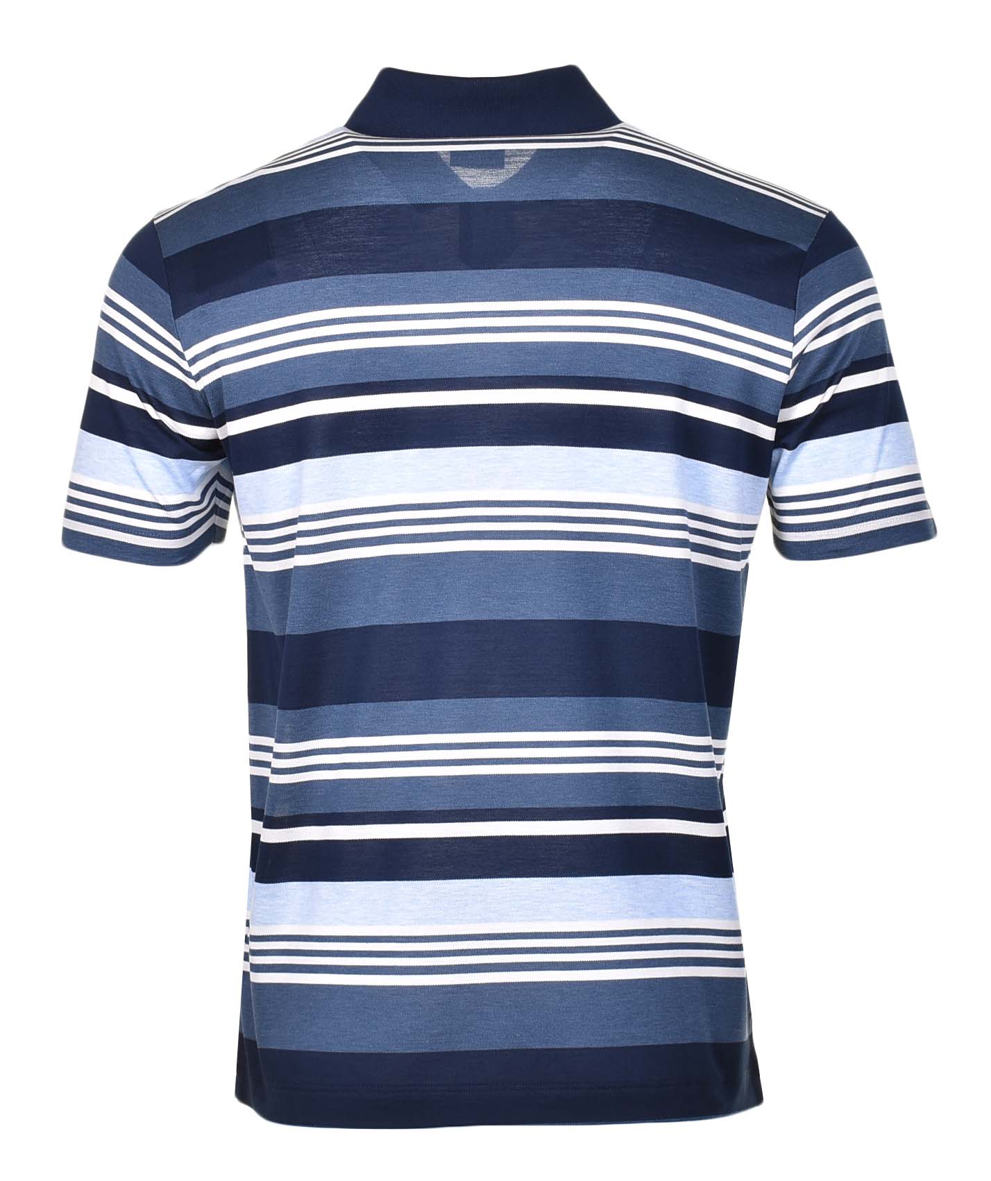 Short Sleeve Multi Stripe Polo Shirt Navy Sky