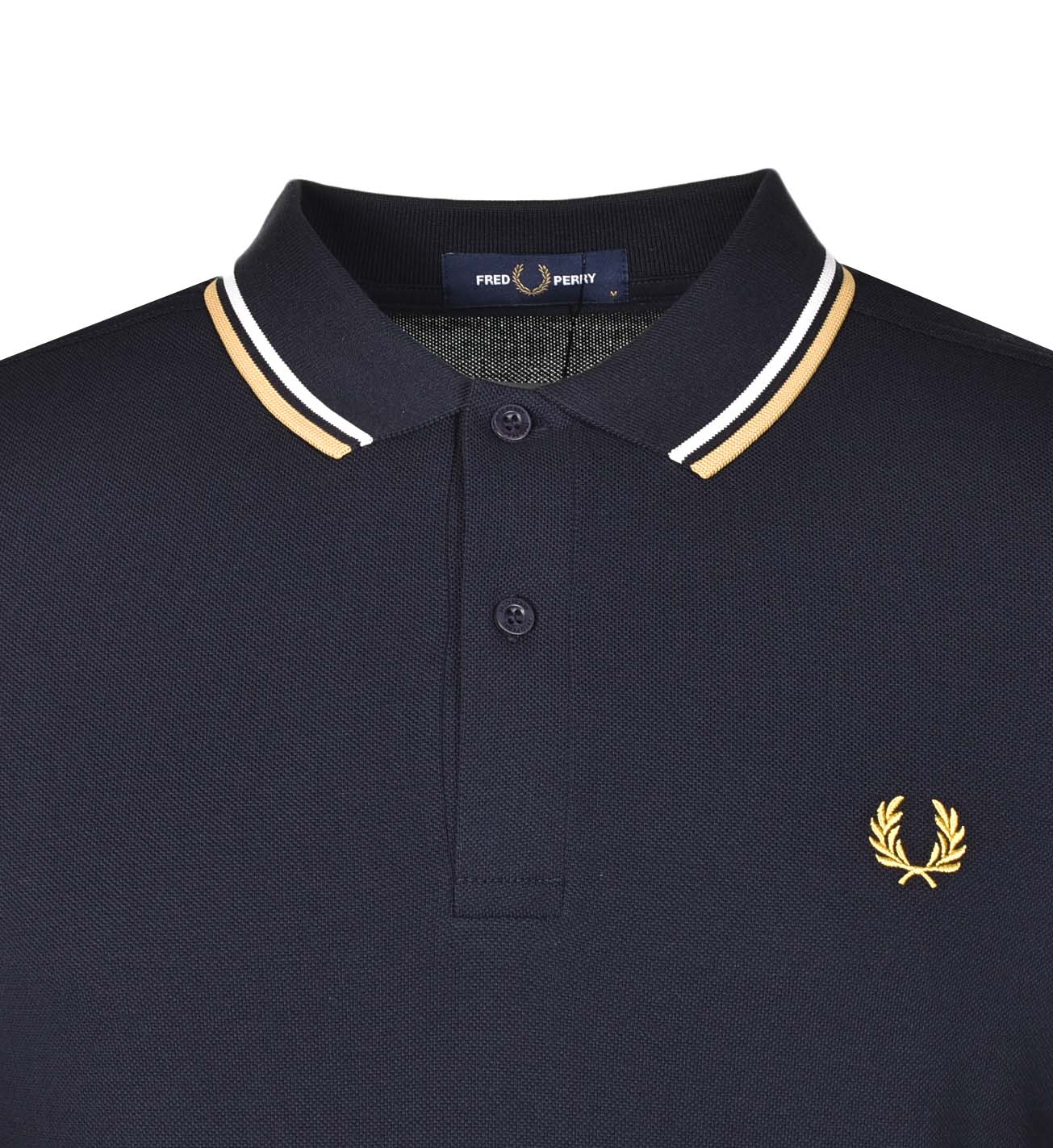 Short Sleeve Twin Tipped Polo Shirt Navy Ecru Honey