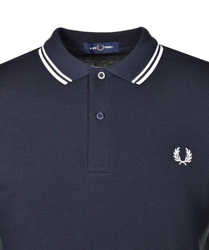 Short Sleeve Twin Tipped Polo Navy White