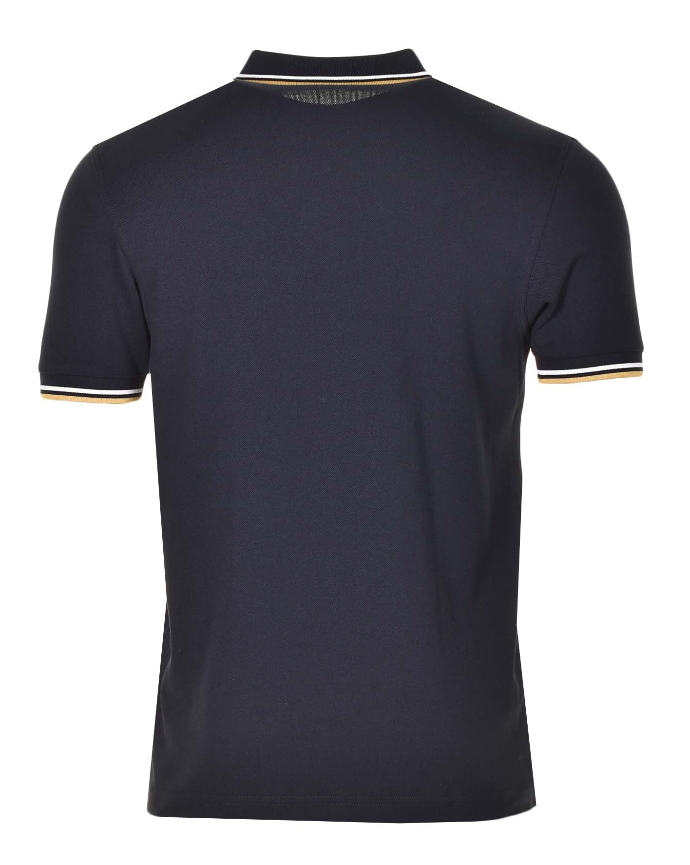 Short Sleeve Twin Tipped Polo Shirt Navy Ecru Honey