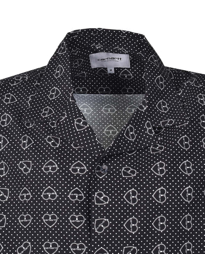 Short Sleeve Furoshiki Print Shirt Black