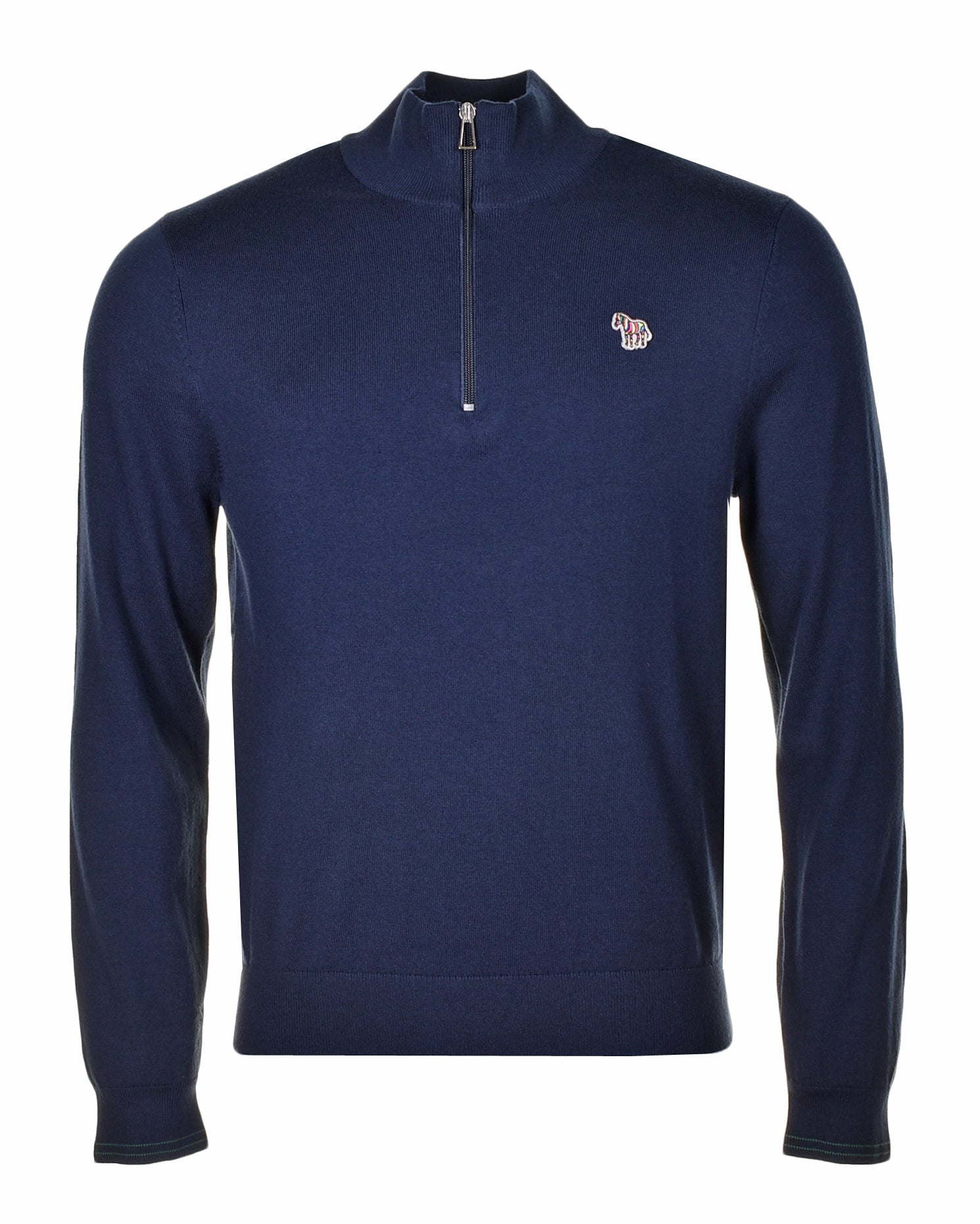 Knitted Zebra Quarter Zip Dark Navy