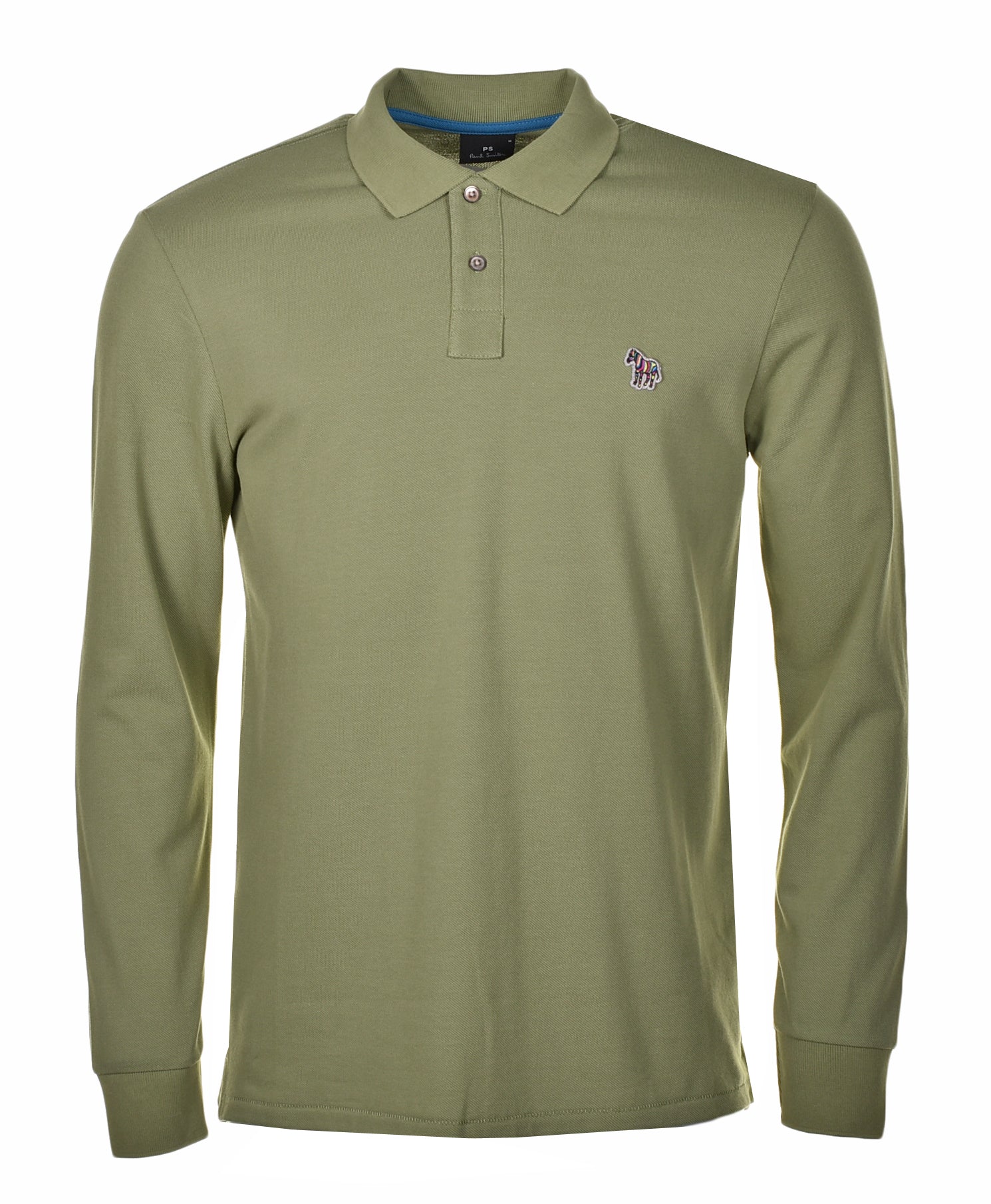 Regular Fit Long Sleeve Zebra Polo Shirt 36D Green