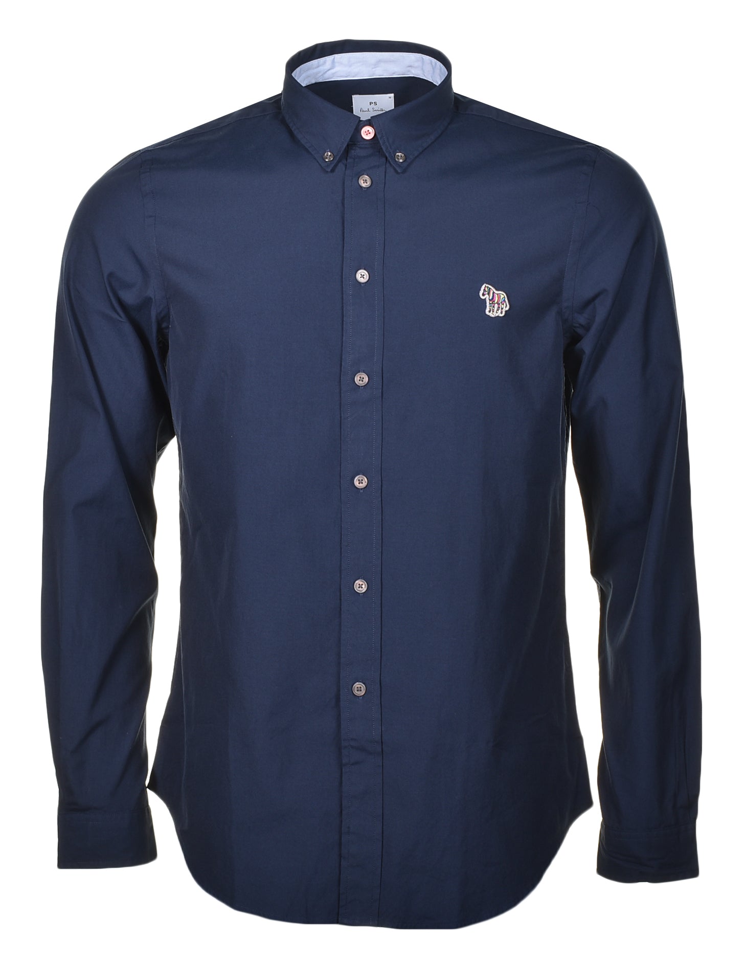 Long Sleeve Tailored Fit Zebra Shirt Navy