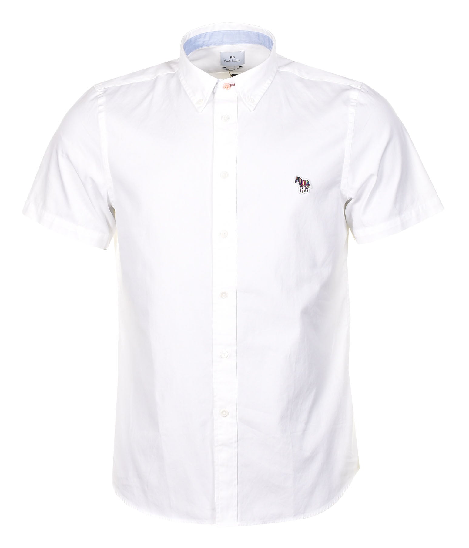 Short Sleeve Tailored Fit Zebra Shirt White