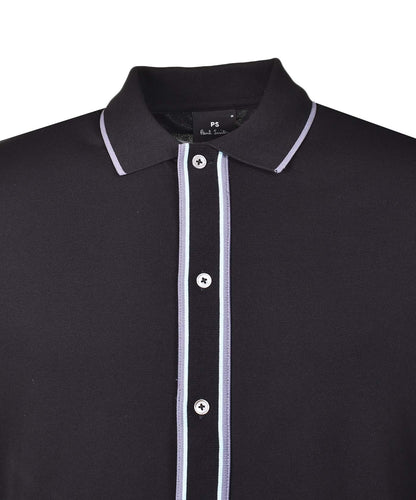 Regular Fit Short Sleeve Full Button Polo Shirt Black