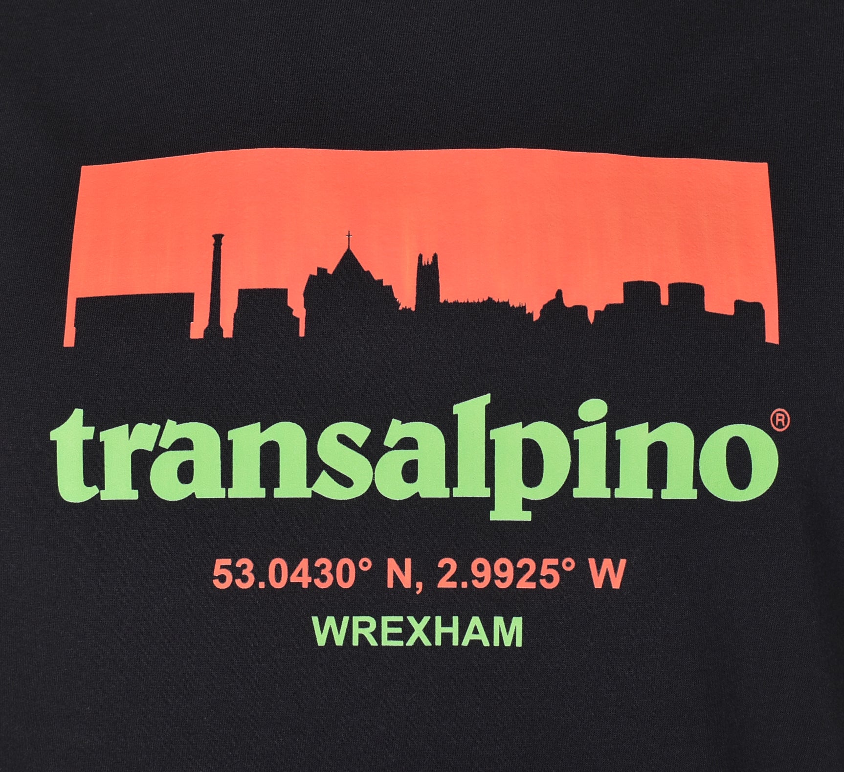 Wrexham Skyline T Shirt Black Red