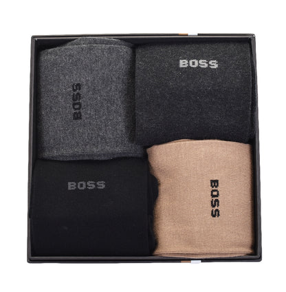 4 Pack Socks Gift Set Black Beige