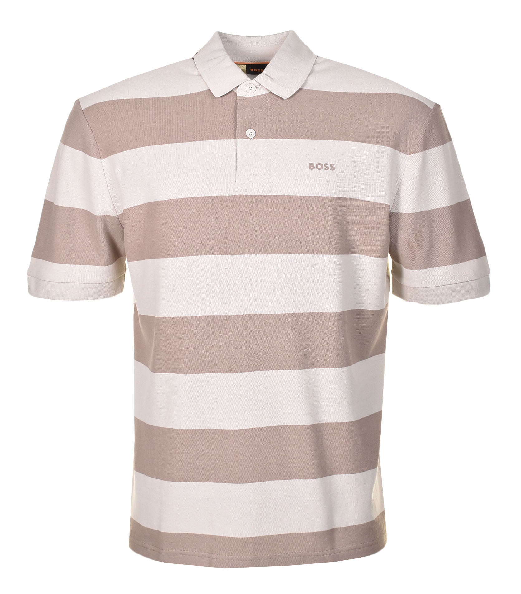 Pale Stripe Short Sleeve Polo Shirt Light Beige