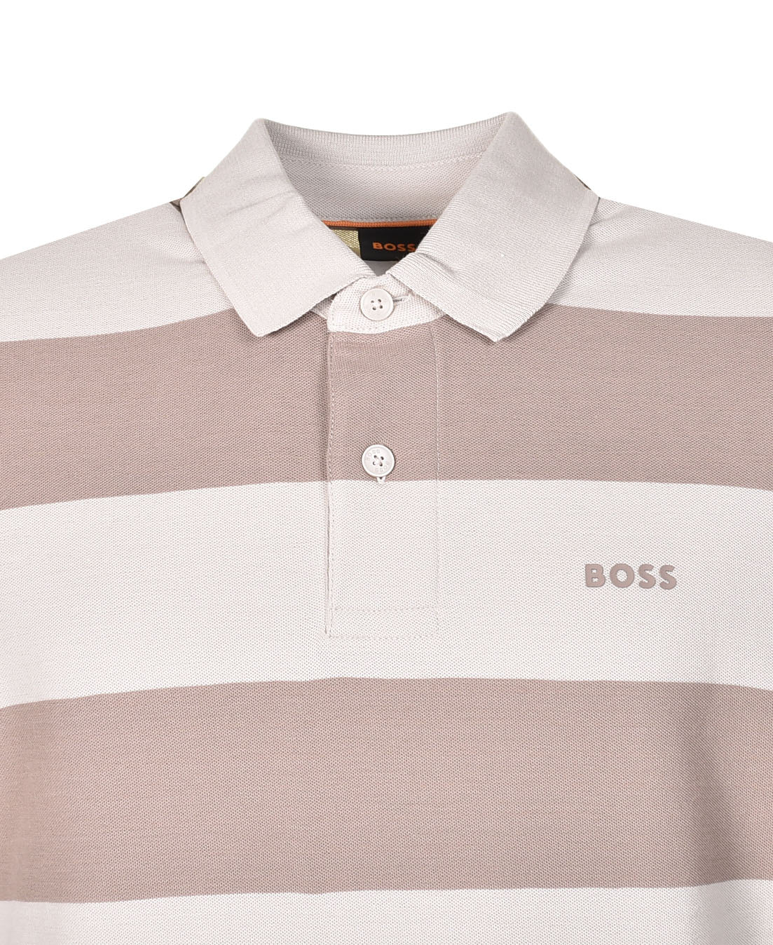 Pale Stripe Short Sleeve Polo Shirt Light Beige