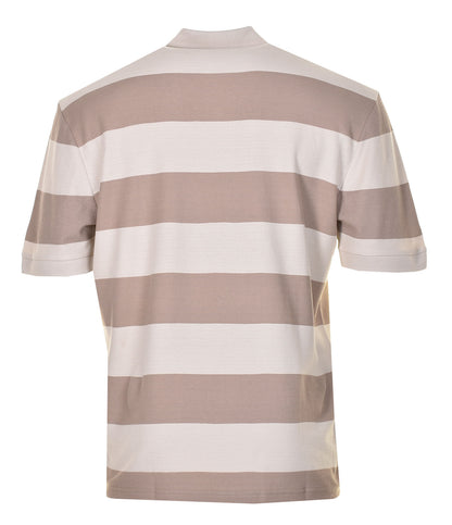 Pale Stripe Short Sleeve Polo Shirt Light Beige