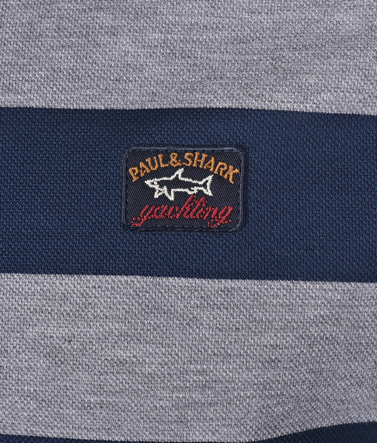 Short Sleeve Stripe Polo Shirt Navy Grey