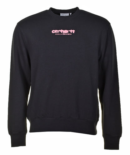 Ink Bleed Sweatshirt Black Pink Stone Washed