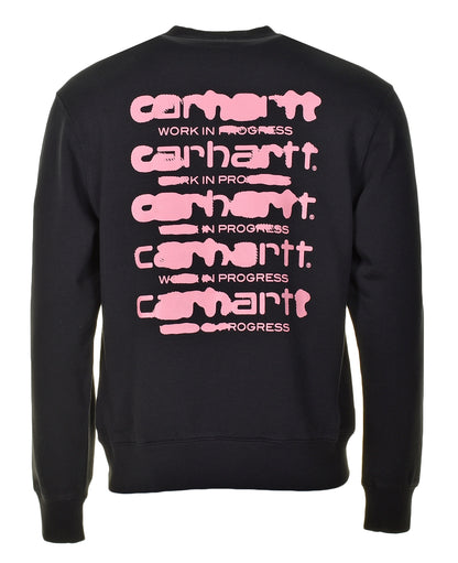 Ink Bleed Sweatshirt Black Pink Stone Washed