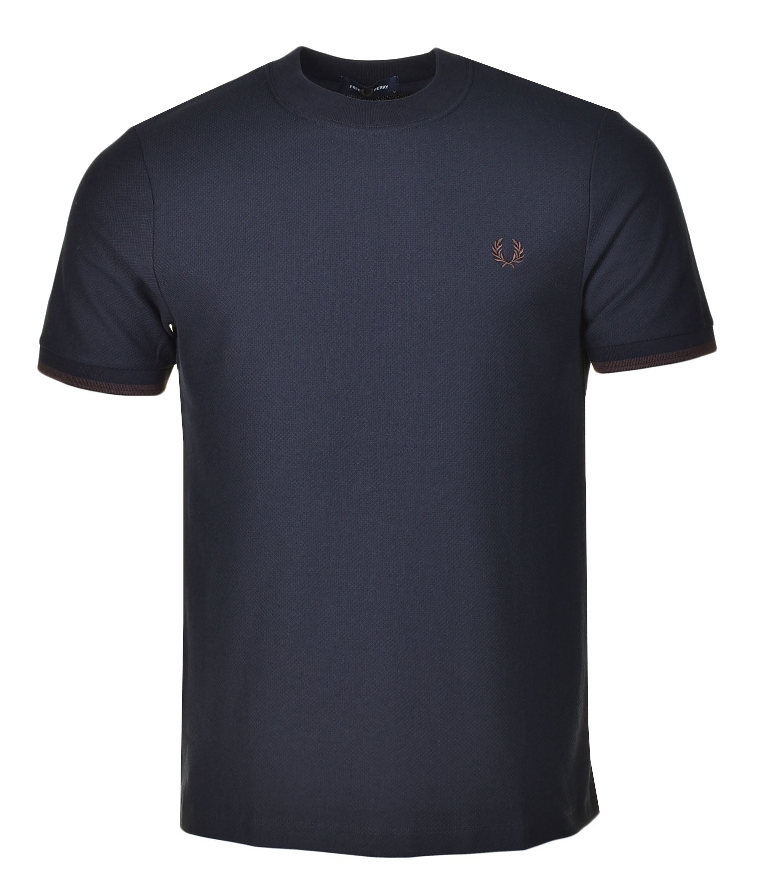 Tipped Cuff Pique T Shirt Navy