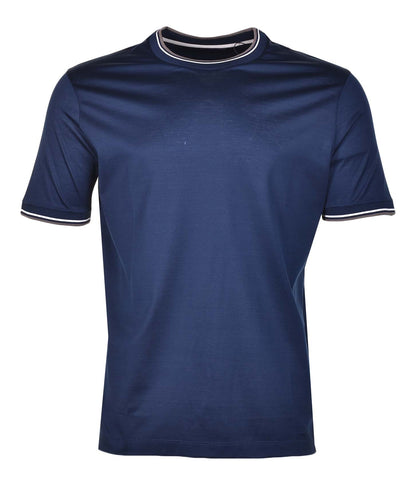 Short Sleeve Tipped Collar T Shirt Navy