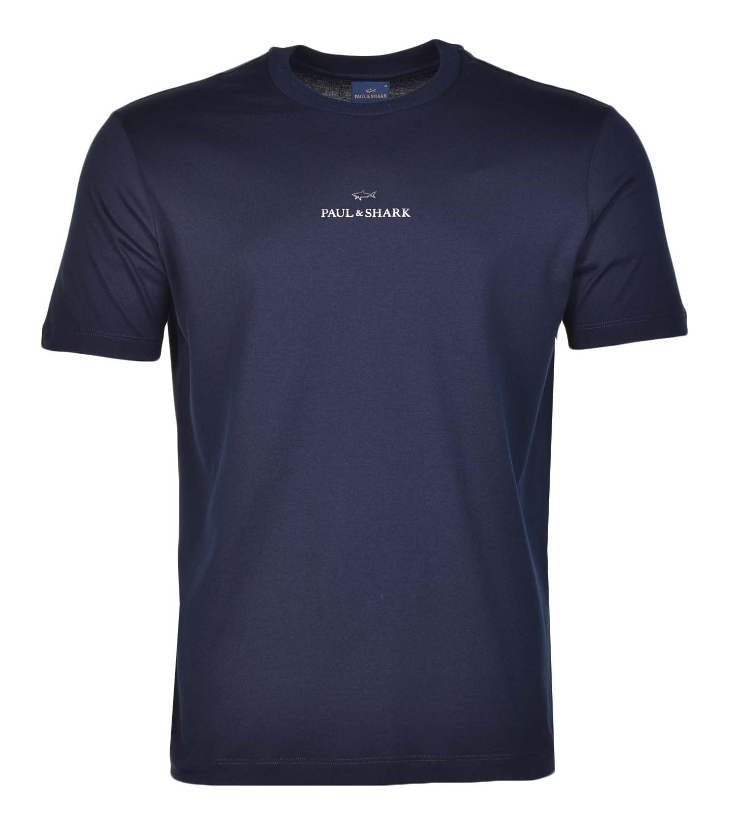 Short Sleeve Silver Centre Logo T Shirt Navy