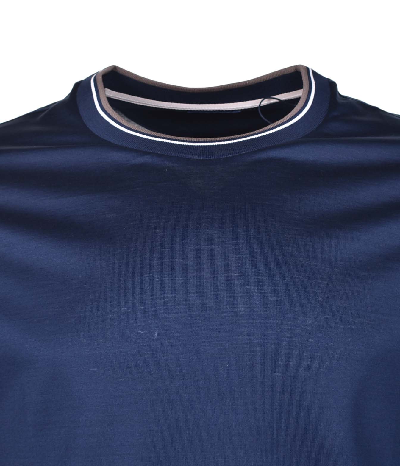 Short Sleeve Tipped Collar T Shirt Navy