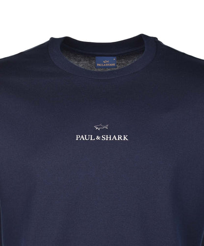 Short Sleeve Silver Centre Logo T Shirt Navy