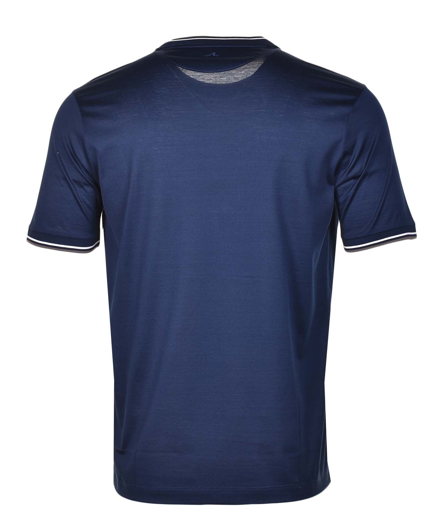 Short Sleeve Tipped Collar T Shirt Navy