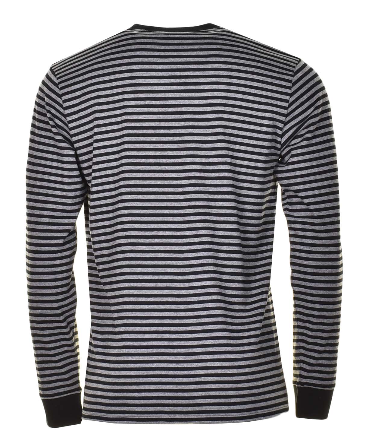 Verner Pocket Stripe Long Sleeve T Shirt Black Dark Grey Heather