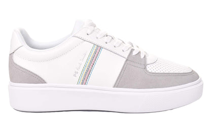 Tyne Leather Trainers White Grey