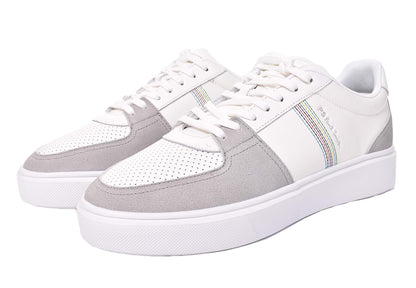 Tyne Leather Trainers White Grey