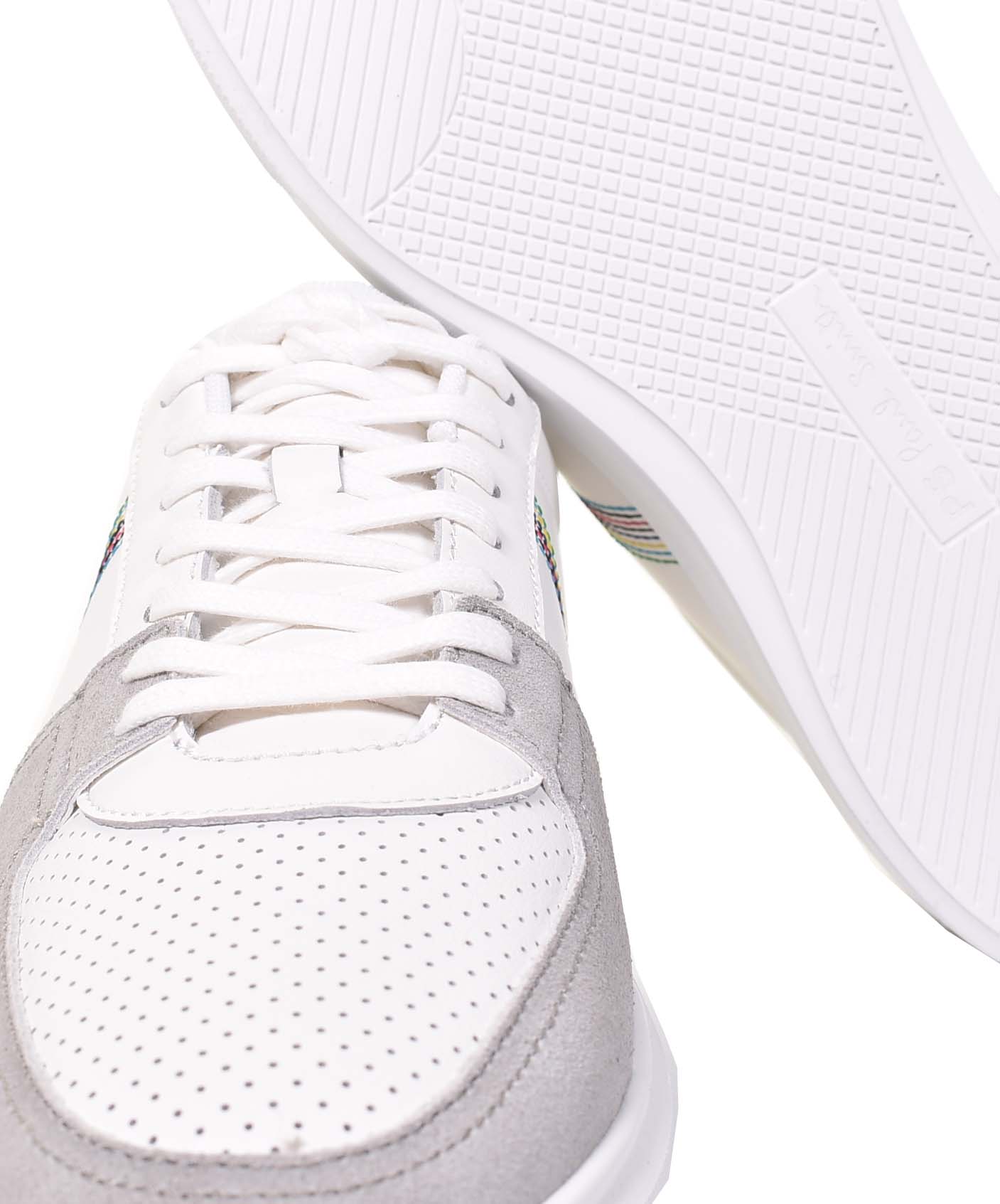 Tyne Leather Trainers White Grey