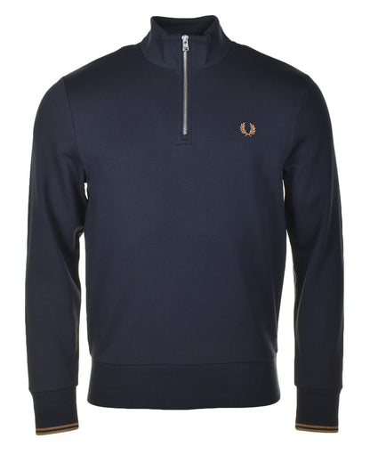 Half Zip Sweatshirt Navy Dark Caramel