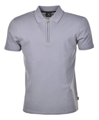 Regular Fit Short Sleeve Zip Polo Smoke Grey