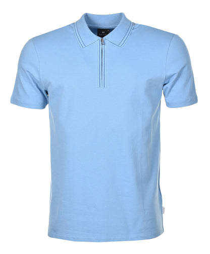 Regular Fit Short Sleeve Zip Polo Cobalt Blue