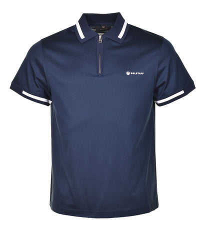 Graph Zip Polo Shirt Navy