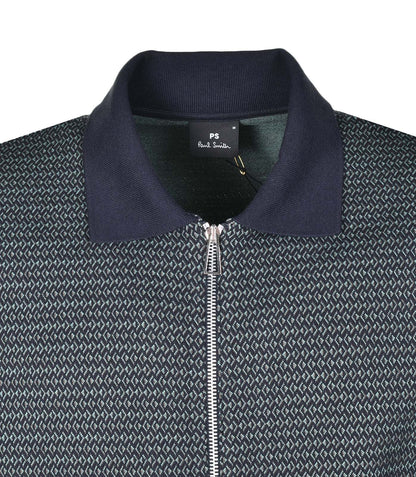 Full Zip Sweatshirt Cardigan Navy Green