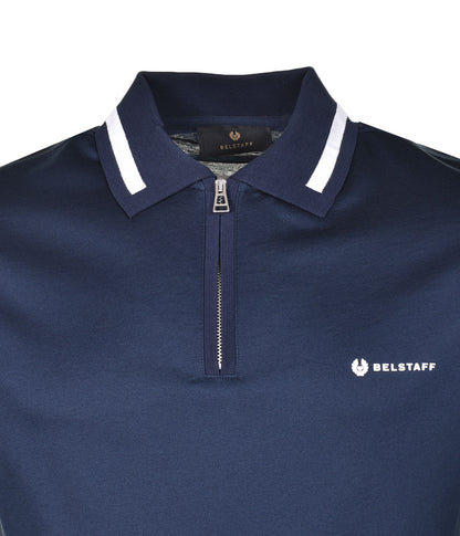 Graph Zip Polo Shirt Navy