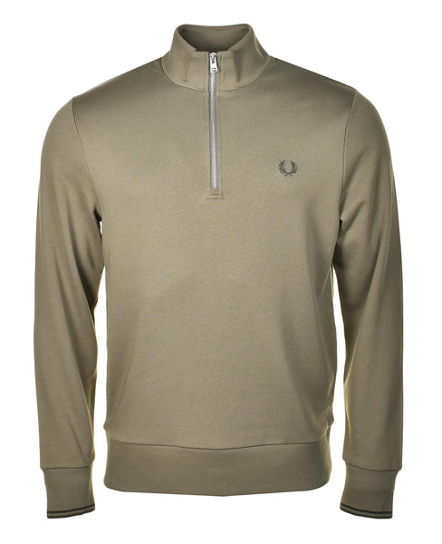 Fred Perry Half Zip Sweatshirt Navy Laurel Green Ragazzi Clothing