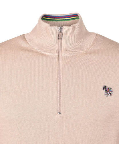 Knitted Zebra Quarter Zip 61 Medium Beige