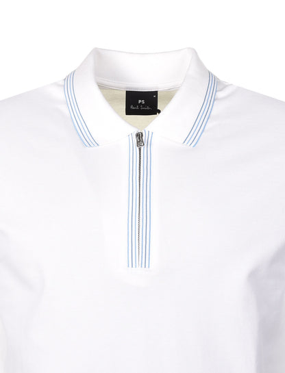 Regular Fit Short Sleeve Zip Polo Off White