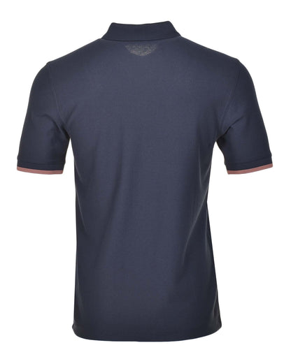 Crepe Pique Zip Neck Polo Shirt Navy