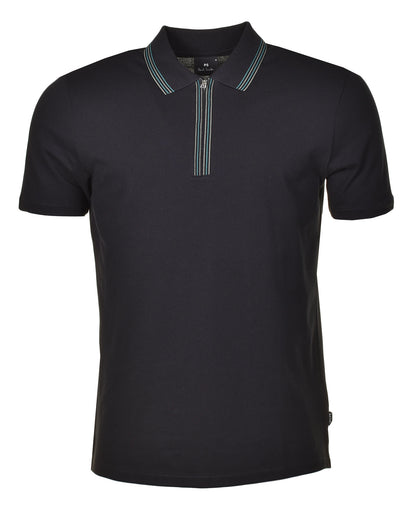 Regular Fit Short Sleeve Zip Polo Black