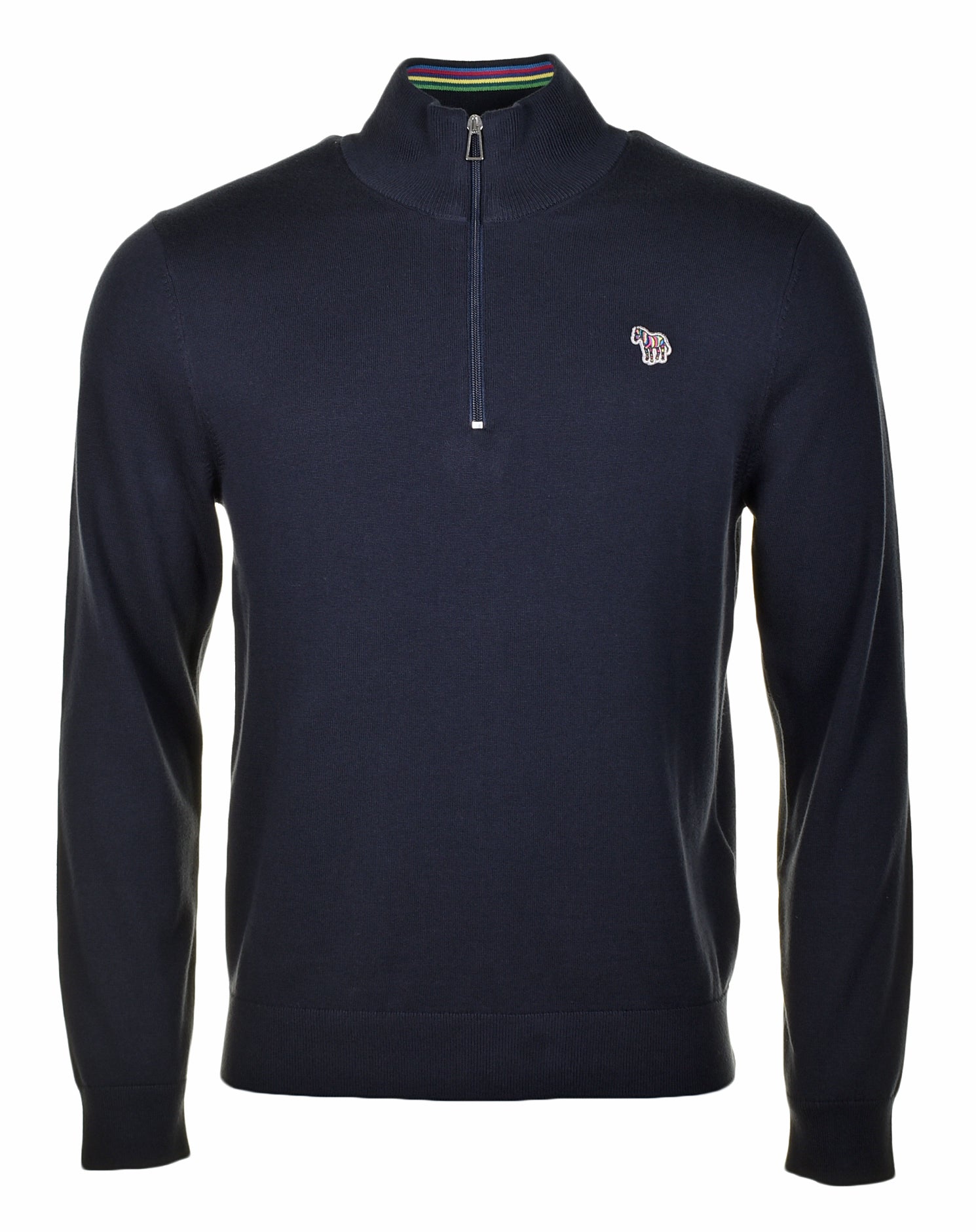 Knitted Zebra Quarter Zip Very Dark Navy