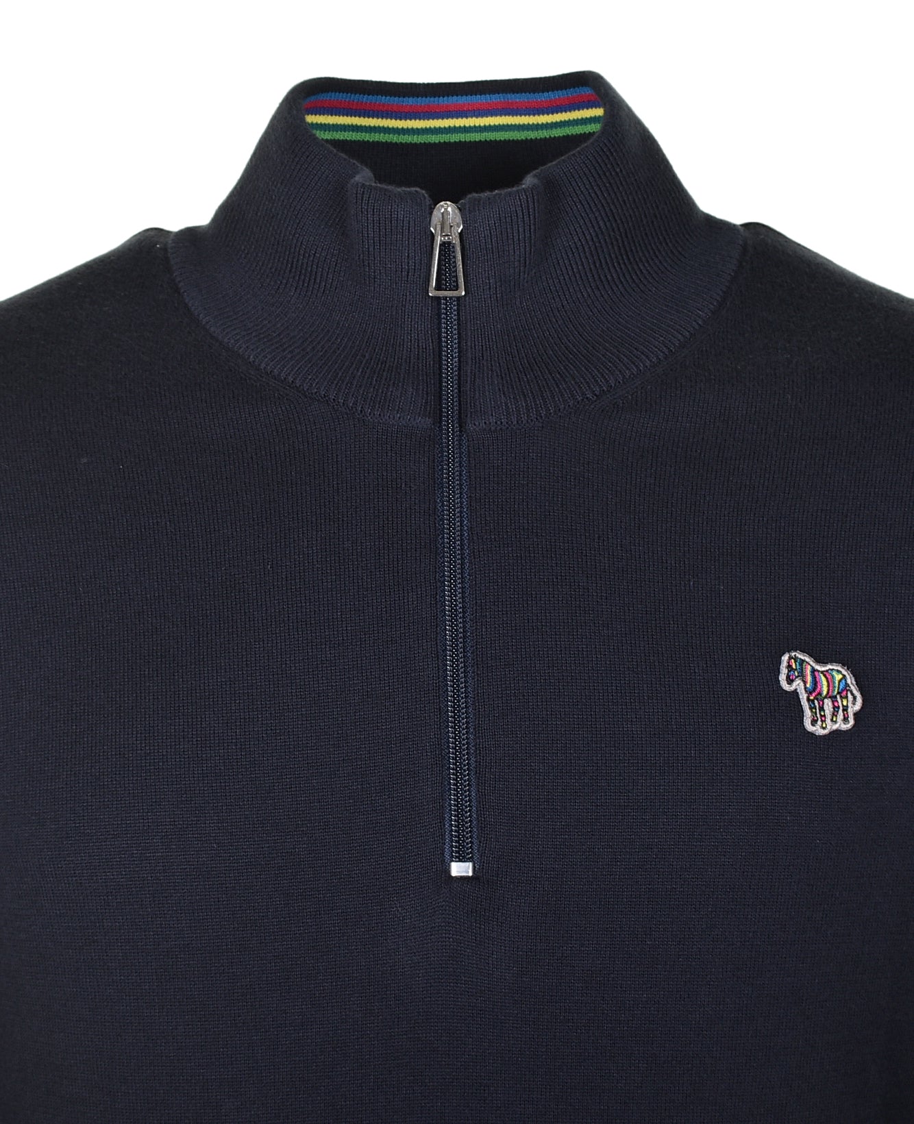 Knitted Zebra Quarter Zip Very Dark Navy