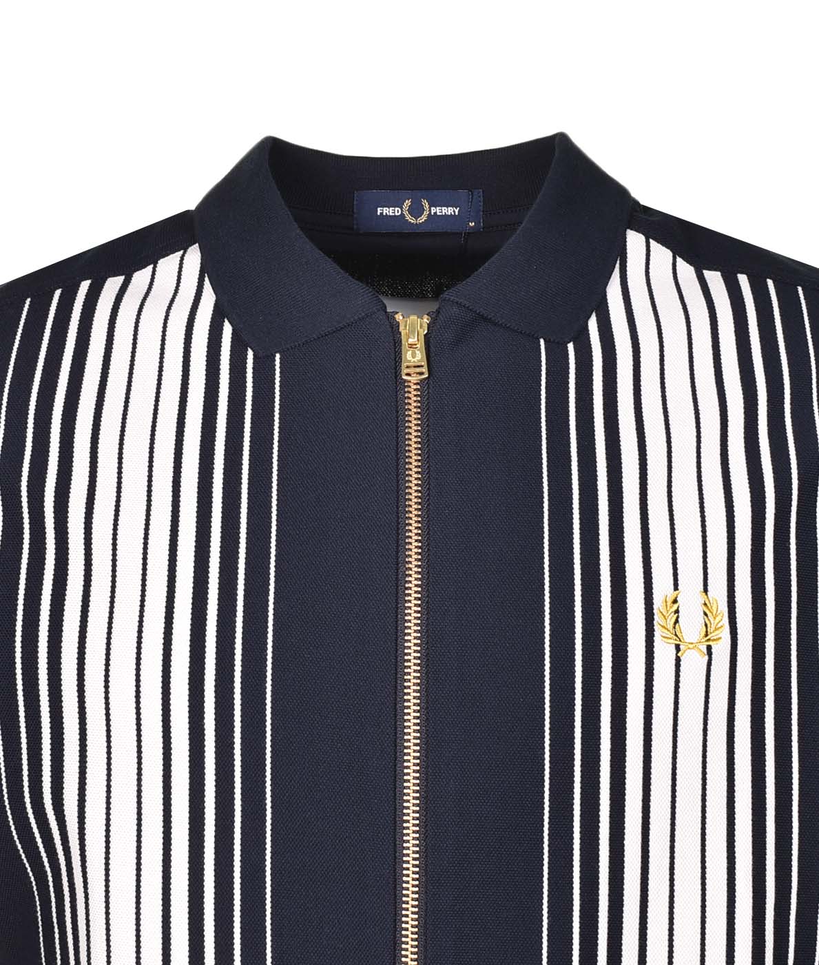 Ombre Stripe Zip Through Polo Navy