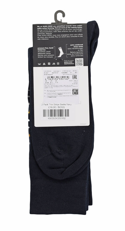 2 Pack Thin Stripe Socks Navy